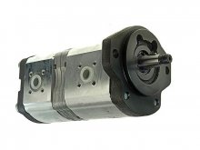 Imagem 0510765347 Bomba de engrenagem hidráulica dupla Bosch Rexroth 22.5+11 cc/rev com eixo cônico