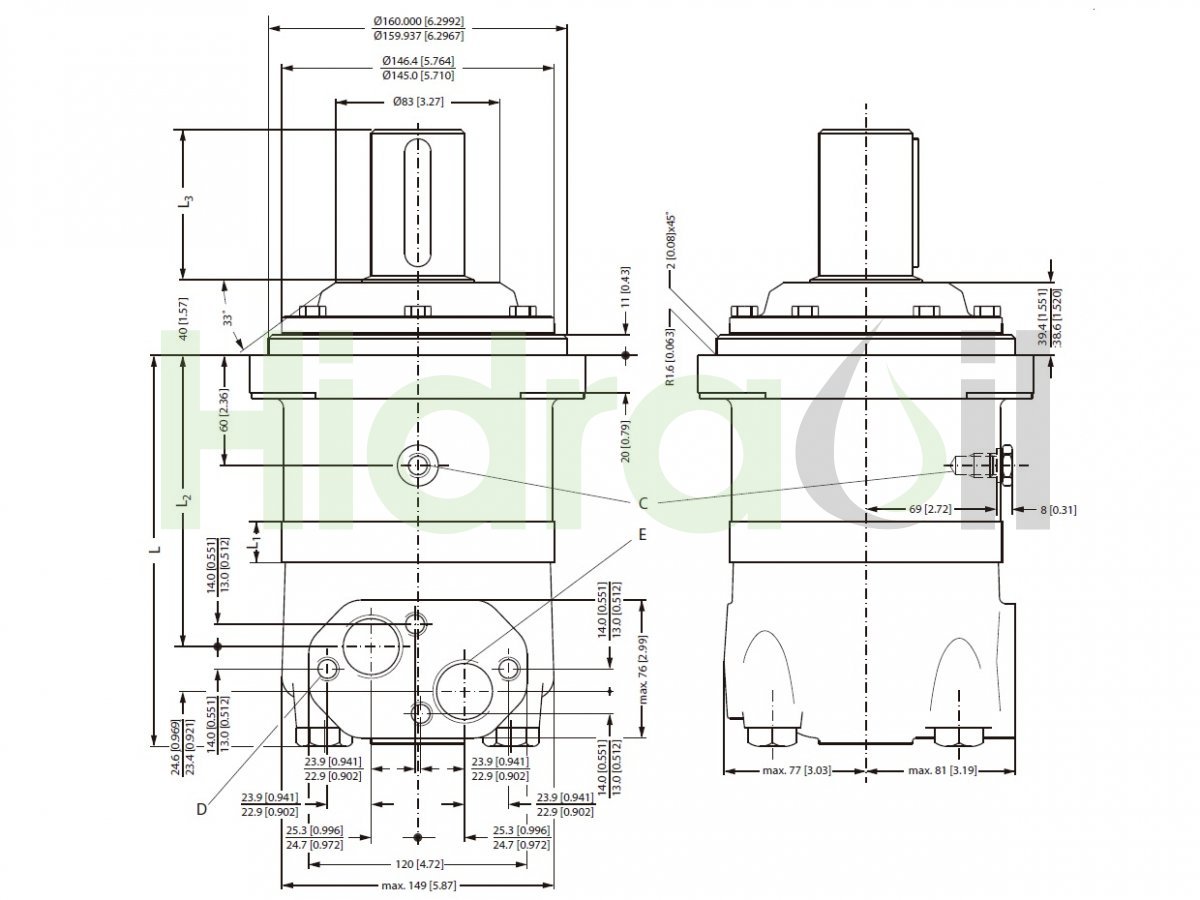 Perfect Hydraulic Orbital Motor 25mm Shaft - Replaces Danfoss OMR 400, BMR 400, SMR 400, OMP 400