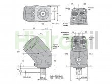 Thumbnail of F1-061-RB 3784060 Pompa idraulica a pistone Parker a gomito 61 cc/giro con albero scanalato 8 denti BSP destra