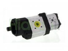 Imagem 0510769018 Bomba de engrenagem hidráulica dupla Bosch Rexroth 36+16 cc/rev com eixo estriado