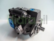 Thumbnail of PVP1636K9R2 Parker piston hydraulic pump variable displacement 16.4 cm3 control pressure compensated control with 18mm cylindrical shaft
