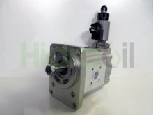 Image 0511725028 Bosch Rexroth hydraulic gear motor 22 cm3 with tapered shaft and solenoid valve for fan