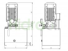 Thumbnail of CH-MONT-2CV1ph20L Hidraoil hydraulic power unit for hydraulic lift motor 2CV 1ph 12 lit/min 50bar reservoir 20liters Electric valve 12VDC