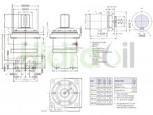 Imagem 151B3114 OMV 800 Danfoss motor hidráulico orbital 800 cc/rev com eixo cônico D60