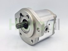Imagem 0510625407 Bomba de engrenagem hidráulica Rexroth 16 cc/rev com eixo estriado SAE z9 Flange SAE-A rotação anti-horária vedação Viton