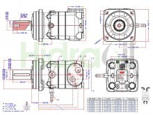 Imagem OMT500EM 151B3265 Danfoss motor hidráulico orbital 500 cm3/rev com eixo D40 G3/4 flange de centralização D125 EUR versão com sensor de velocidade
